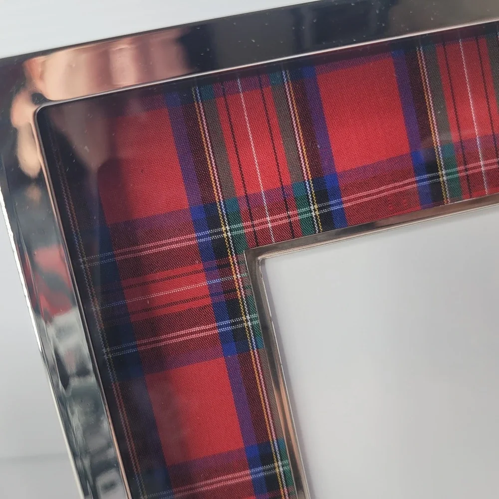 Pottery Barn Plaid Tartan & Nickel Plate 5x7 Picture Frame NEW OLD STOCK